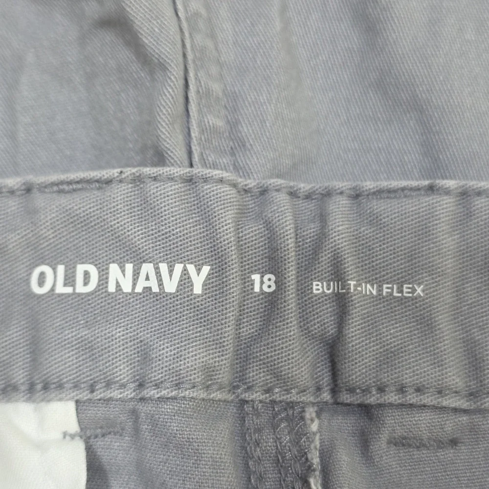 Old Navy Chino Shorts Boys 18 Khaki Gray 2 Pack Built-In Flex Stretch Twill